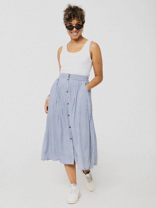 Orchidée Skirt - Blue Checks 