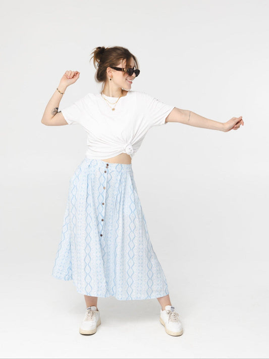 Orchidée Skirt - Blue Checks 